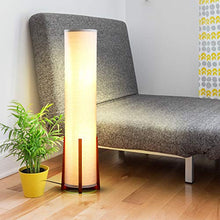 Load image into Gallery viewer, Brightech Parker - Decorative Tower Shade Floor Lamp for Living Rooms - Contemporary Column Lamp - Soft Light for Bedroom Standing 48 Inches (4') Tall - Asian Design w/Wood Frame - Incl. 2 LED Bulbs