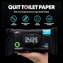 Load image into Gallery viewer, DUDE Wipes Flushable Wipes Dispenser, Unscented Wet Wipes with Vitamin-E & Aloe for at-Home Use, Septic and Sewer Safe, 48 Count (144ct, Pack of 3)