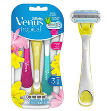 Load image into Gallery viewer, Gillette Venus Tropical Disposable Razors for Women, 3 Count, Designed for a Smooth Shave, Tropical Fragrance Scented Handles
