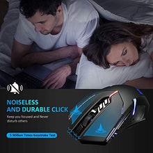 Load image into Gallery viewer, VicTsing Wireless Gaming Mouse with Unique Silent Click, Breathing Backlit, 2 Programmable Side Buttons, 2400 DPI, Ergonomic Grips, 7-Button Design- Black