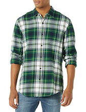 Load image into Gallery viewer, Amazon Essentials Men's Regular-Fit Long-Sleeve Flannel Shirt, Green/Ivory, Plaid, X-Small