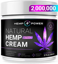Load image into Gallery viewer, Hemp Power Pain Relief Cream - Relieves Muscle, Joint Pain, Lower Back Pain, Knees, and Fingers - Inflammation - Hemp Extract Remedy - Hemp Oil with MSM - Arnica 2fl oz