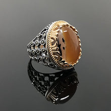 Load image into Gallery viewer, KAR Rare Find 925K Sterling Silver Yemeni Agate(Aqeeq) Men's Ring P5D (10)