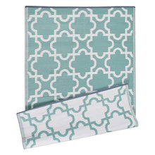 Load image into Gallery viewer, DII Reversible Outdoor Lattice Woven Rug, 4x6 Ft, Aqua