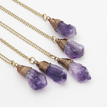 Load image into Gallery viewer, Raw Amethyst Crystal Antique Bronze Chain Pendant Necklace 18 Inches
