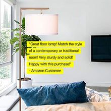 Load image into Gallery viewer, Brightech Montage Modern - Floor Lamp for Living Room Lighting - Bedroom & Nursery Standing Accent Lamp - Mid Century, 5' Tall Pole Light Overhangs Reading - with LED Bulb - Satin Nickel
