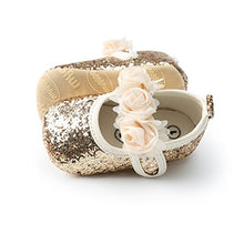 Load image into Gallery viewer, Baby Girl Moccasins Princess Sparkly Premium Lightweight Soft Sole Prewalker Toddler Shoes (M:6-12 Months, 1816-Gold)