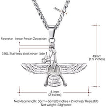 Load image into Gallery viewer, U7 Farvahar Pendant with Chain Stainless Steel Symbol of Iran Persian Gift Necklace