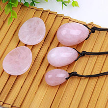 Load image into Gallery viewer, Banshren 5 Piece Rose Quartz Healing Crystals Set, 3 Rose Crystal Quartz Drilled Eggs in Graduated Sizes for Kegel Exercise or Vaginal Training (Small, Medium, Large) & 2 Worry Stones for Meditation