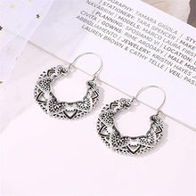 Load image into Gallery viewer, Vintage Antique Silver Hollow Carving Drop Earrings Ethnic Alloy Piercing Dangle Earrings Jewelry for Women Girl Gifts Present Valentines Birthday Anniversary Mothers Day Christmas