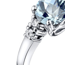 Load image into Gallery viewer, 14K White Gold Aquamarine Diamond 5 Stone Ring 0.75 Carats Size 6