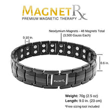 Load image into Gallery viewer, MagnetRX® Ultra Strength Magnetic Therapy Bracelet - Arthritis Pain Relief and Carpal Tunnel Magnetic Bracelets for Men - Adjustable Length with Sizing Tool (Black)