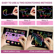 Load image into Gallery viewer, pigipigi Rainbow Scratch Paper Art - 109 Pcs Magic Scratch Off Craft Kit for Kids Color Drawing Note Pad Supply for Children Girls Boys DIY Party Favor Game Activity Birthday Christmas Toy Gift Set