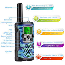Load image into Gallery viewer, Walkie Talkies for Kids 22 Channel 2 Way Radio 3 Miles Long Range Handheld Walkie Talkies Durable Toy Best Birthday Gifts for 6 Year Old Boys and Girls fit Adventure Game Camping (Blue Camo 1)