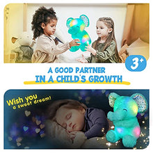 Load image into Gallery viewer, Houwsbaby Light up Elephant Stuffed Animal Floppy LED Plush Toy Night Lights Glow Pillow Birthday Gifts for Kids Toddler Girls, Green, 10.5''
