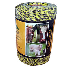 Load image into Gallery viewer, Farmerry 656 Feet 200 Meter Yellow/Black Electric Fence Polywire, 6 Stainless Steel Conductors, Easy to Install Electric Fencing - 1 Roll
