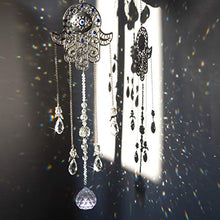Load image into Gallery viewer, YU FENG Hanging Clear Crystal Suncatcher Ornaments with Hamsa Hand and Blue Evil Eye Protection Charm,Angel Style Chandelier Crystal Beads Chain