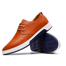 Load image into Gallery viewer, konhill Men's Casual Oxford Shoes Breathable Flat Fashion Lace-up Dress Shoes,Brown,39
