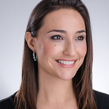 Load image into Gallery viewer, Carolyn Pollack Sterling Silver Blue Turquoise Gemstone 3 Stone Hoop Earrings