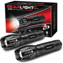 Load image into Gallery viewer, GearLight LED Flashlight Pack -2 Bright, Zoomable Tactical Flashlights with High Lumens and 5 Modes for Emergency and Outdoor Use -Camping Accessories -S1000