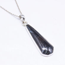 Load image into Gallery viewer, Blue Nuummite Gemstone Pendant, 925 Sterling Silver Pendant, Fancy Shape Nuummite Cabochon Pendant, Pendant For Birthday Gift, Chain Jewelry