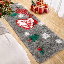 Load image into Gallery viewer, Foxmas Soft Christmas Rug Santa Claus Area Rug Gift for Holiday Décor Fluffy Plush Shaggy Doormat Anti-Skip Carpets for Indoor Garden Kitchen Bedroom Entrance Front Door, 2ft x 6ft, Grey