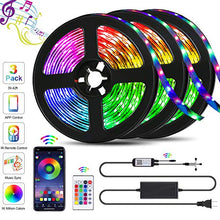 Load image into Gallery viewer, 39.42ft LED Strip Lights, QZYL Lights Strip Music Sync, App Control with Remote, 5050 RGB LED Light Strip Color Changing 24-Key Remote, Sensitive Built-in Mic, LED Lights Rope Lights for Home TV Party