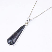 Load image into Gallery viewer, Blue Nuummite Gemstone Pendant, 925 Sterling Silver Pendant, Fancy Shape Nuummite Cabochon Pendant, Pendant For Birthday Gift, Chain Jewelry