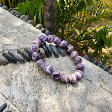 Load image into Gallery viewer, Chengmu 12mm Banded Amethyst Stretch Bracelet for Men Natural Round Beads Semi Precious Gemstone for Crystal Elastic Beaded Bracelet 8"