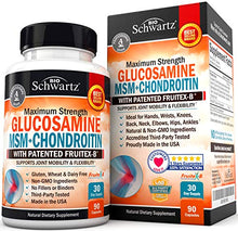 Load image into Gallery viewer, Glucosamine Chondroitin MSM Turmeric for Hip, Joint & Back Pain Relief. Anti Inflammatory Supplement with Hyaluronic Acid, Collagen, Boswellia, Bromelain & Fruitex-B. Gluten Free & Non GMO