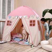 Load image into Gallery viewer, LOVE TREE Teepee Tent for Kids Play Tent Children Fort Canvas Canopy for Indoor Outdoor with Carry Bag Portable Playhouse in Pink for Girls