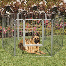 Load image into Gallery viewer, Petmate Courtyard Exercise Pen Drop Pin Design Walk-In Door Silver Crackle Finish
