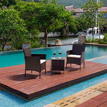 Load image into Gallery viewer, Devoko Patio Porch Furniture Sets 3 Pieces PE Rattan Wicker Chairs with Table Outdoor Garden Furniture Sets (Brown/Beige)
