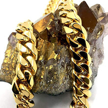 Load image into Gallery viewer, Gold Cuban Link Chain Necklace for Men Real 14.4MM 14K Karat Diamond Cut Heavy w Solid Thick Clasp US MADE (22)