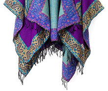 Load image into Gallery viewer, Women's Fashionable Retro Style Vintage Pattern Tassel Poncho Shawl Cape (Series1-pink)