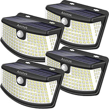 Load image into Gallery viewer, Aootek Solar Lights 120 LEDs with Lights Reflector,270 Degree Wide Angle, IP65 Waterproof, Security Lights for Front Door, Yard, Garage, Deck(4pack)