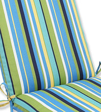Load image into Gallery viewer, Pillow Perfect Outdoor/Indoor Topanga Stripe Lagoon Square Corner Chair Cushion, 1 Count (Pack of 1), Blue