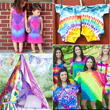 Load image into Gallery viewer, DIY Tie Dye Kits, Emooqi 32 Colours All-in-1 Tie Dye Set contain 32 Bag Pigments, Rubber Bands, Gloves, sealed bag,Apron and Table Covers for Craft Arts Fabric Textile Party DIY Handmade Project