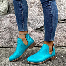 Load image into Gallery viewer, Padaleks Women's Western Cowboy Boots Comfortable Low Heels Cut-Out Side Cowgirl Retro Round Toe Ankle Booties