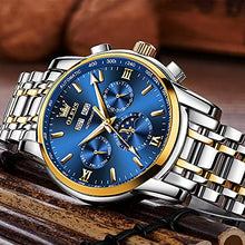 Load image into Gallery viewer, Automatic Watches for Men Self Winding Two Tone Stainless Steel Mechanical Fashion Watches Moon Phase Tourbillon Luminous Skeleton Waterproof Mens Watch with Date