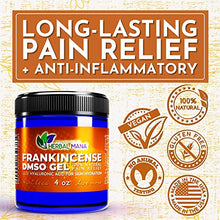 Load image into Gallery viewer, Frankincense DMSO Gel with Hyaluronic Acid | 99.995% Pure Pharma Grade DMSO, Organic Aloe Vera | Natural Pain Relief for Arthritis, Joint, Back, Hand, Feet, Knee & Neck + Anti-Inflammatory (4 oz)