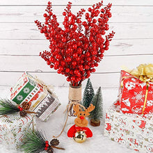 Load image into Gallery viewer, FUNARTY 5 Packs Artificial Red Berry Faux Christmas Berry Stems for Winter Holiday Christmas Décor