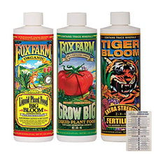 Load image into Gallery viewer, Fox Farm Starter Bundle | Big Bloom, Grow Big, Tiger Bloom (Pack of 3-16 oz. Bottles) | 12 Quart Ocean Forest Garden Potting Soil Bag | 1 THCity Stake | 1 Twin Canaries Chart