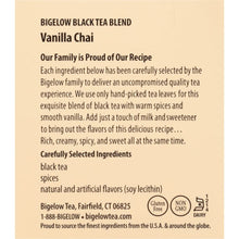 Load image into Gallery viewer, Bigelow Vanilla Chai Black Tea, Caffeinated, 20 Count (Pack of 6), 120 Total Tea Bags