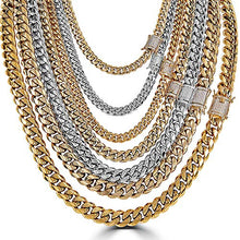 Load image into Gallery viewer, Men's Miami Cuban Link Chain - Iced Diamond Clasp - Iced Men's Heavy Chain 18"-30" - 14k 18k Yellow Gold Over Stainless Steel - Never Changes Color - BEST QUALITY