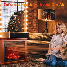 Load image into Gallery viewer, Electric Fireplace Heater with Remote - 1500W Infrared Heater with 3D Flames Effect, 800 Sq Ft Coverage, Space Heater with Thermostat, Fast Heating, No Noise, Safety Protection, Brightness Adjustable