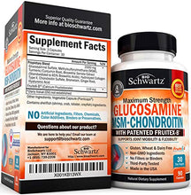 Load image into Gallery viewer, Glucosamine Chondroitin MSM Turmeric for Hip, Joint & Back Pain Relief. Anti Inflammatory Supplement with Hyaluronic Acid, Collagen, Boswellia, Bromelain & Fruitex-B. Gluten Free & Non GMO