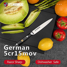 Load image into Gallery viewer, STEINBRÜCKE Utility Knife 5 inch - Kitchen Utility Knife Forged from German Stainless Steel 5Cr15Mov(HRC58), Full Tang, Razor Sharp Petty Knife with Ergonomic Handle for Home, Kitchen&Restaurant