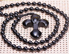 Load image into Gallery viewer, Obsidian Protection Amulet Pendant Necklace for Lord's Prayer Hand Carved Natural Apache Tears (4.8, concave figure)
