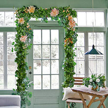 Load image into Gallery viewer, DearHouse 84 Feet 12 Strands Artificial Ivy Leaf Plants Vine Hanging Garland Fake Foliage Flowers Home Kitchen Garden Office Wedding Wall Decor, Green